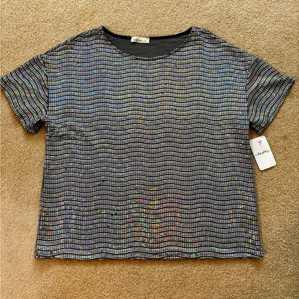 Millibon Charcoal Sequin Top